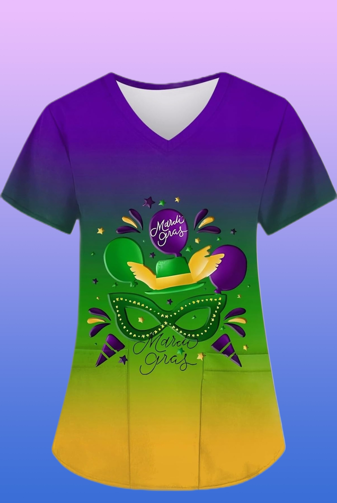 Mardi Gras Scrub Top