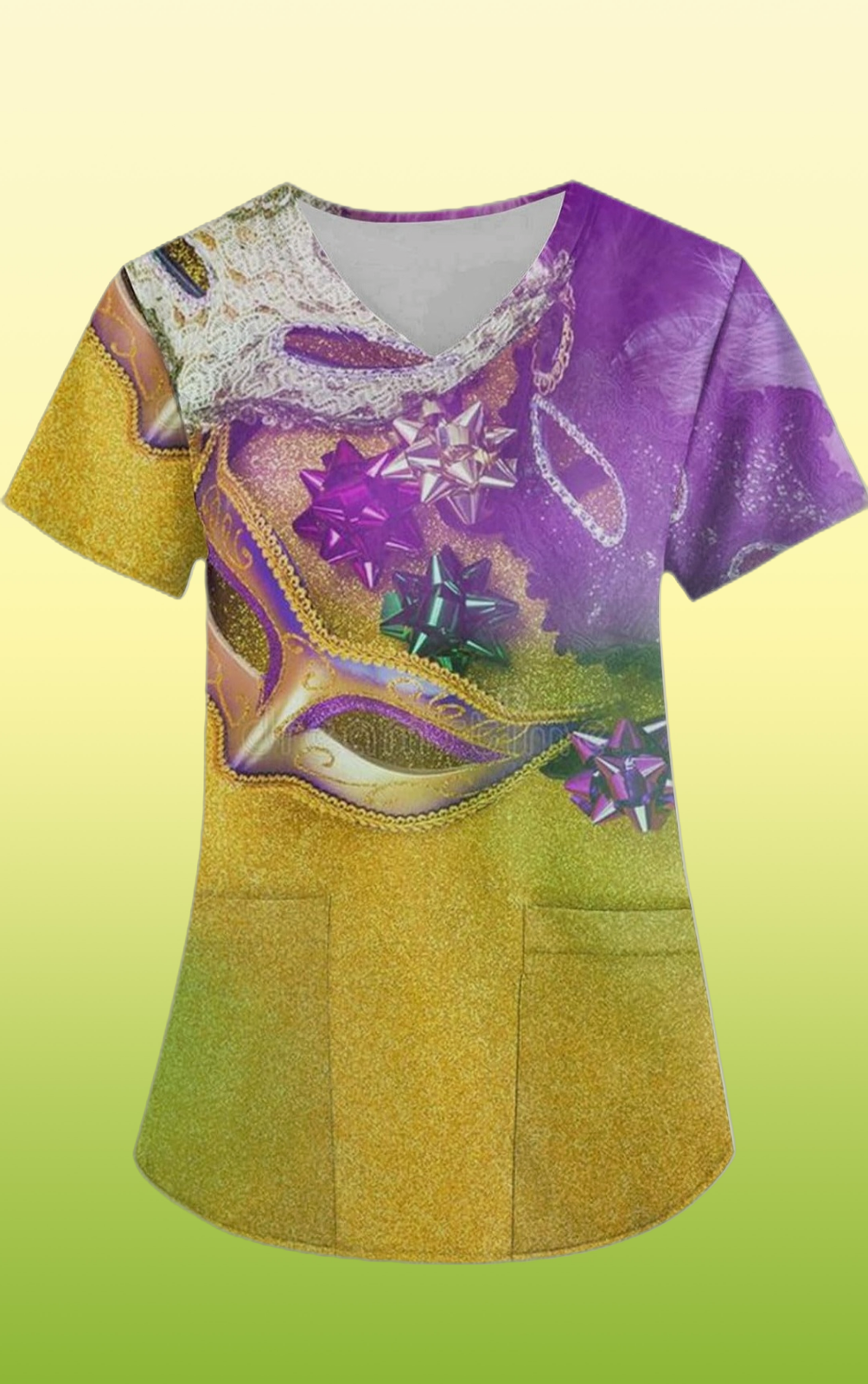 Mardi Gras Scrub Top