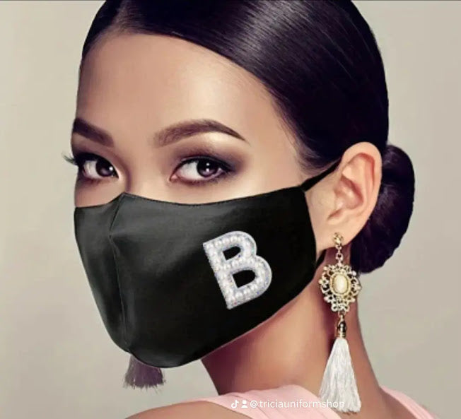 1pc Pearl Rhinestone Satin Face Mask